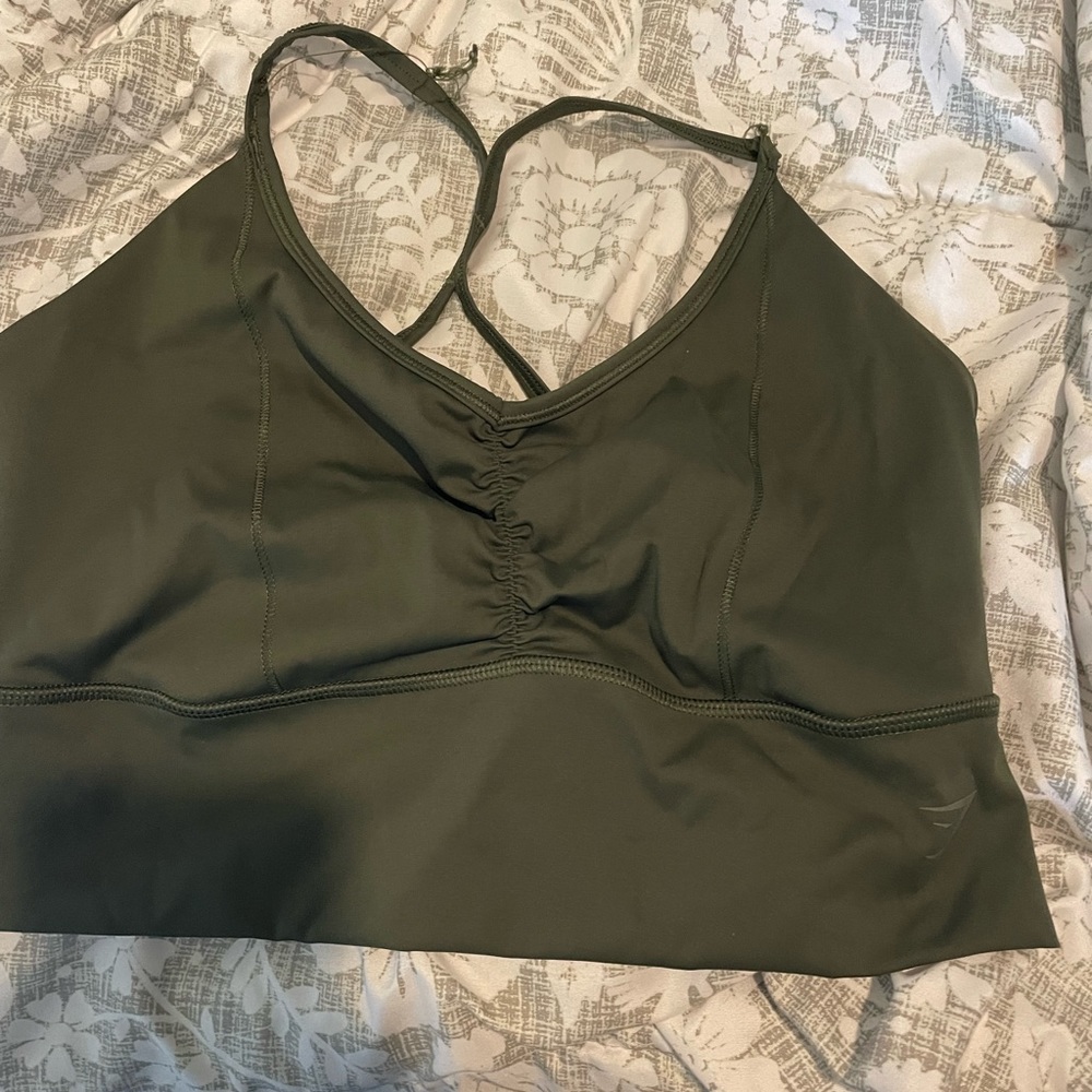 olive green gymshark sports bra